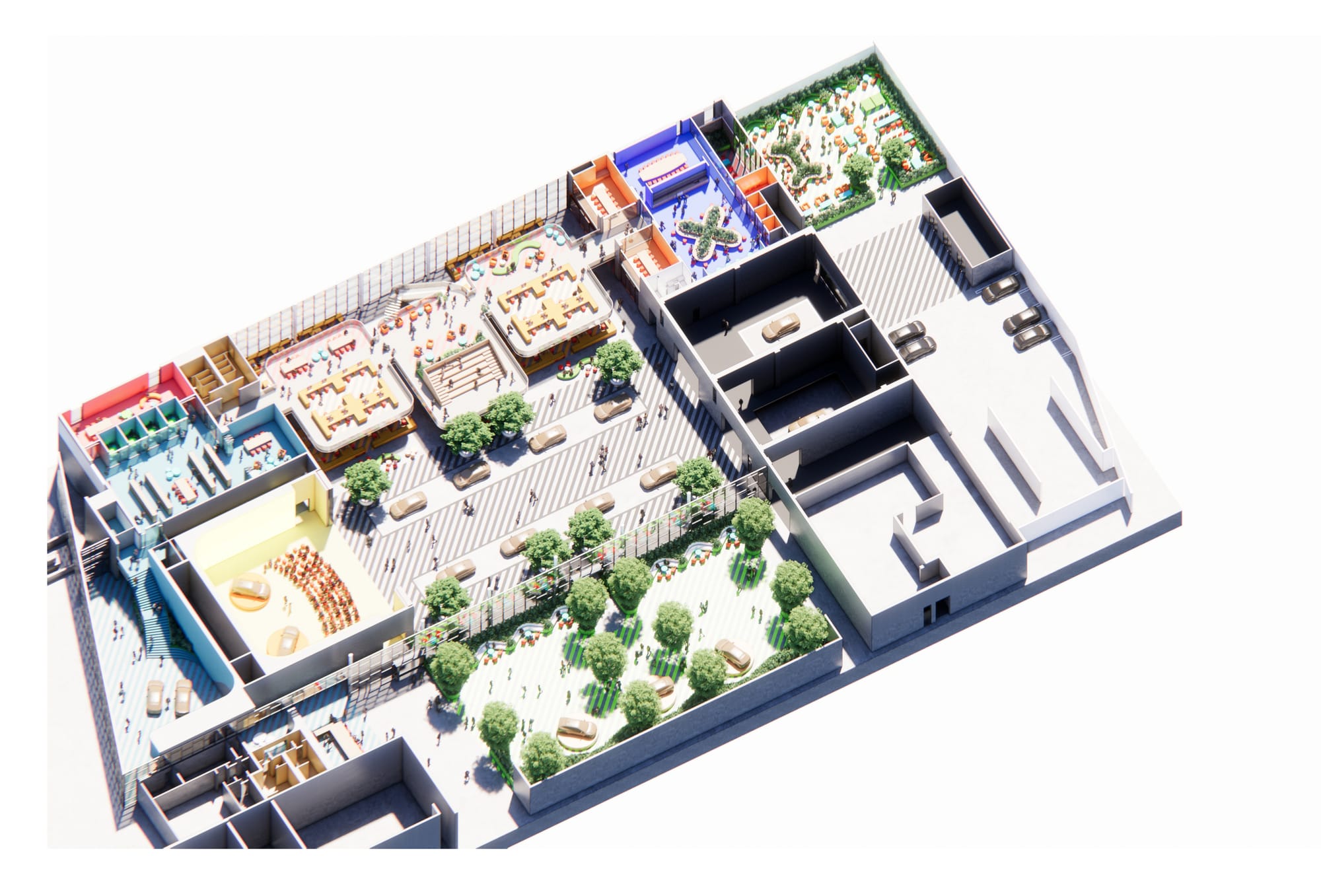 Second floor · axonometric showcasing program and experience
