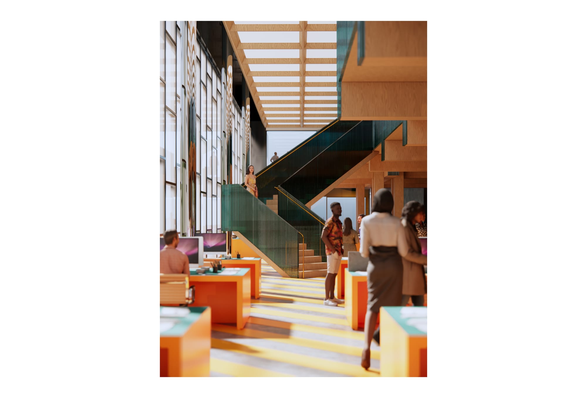 Experiential view · first floor view towards mezzanine stair