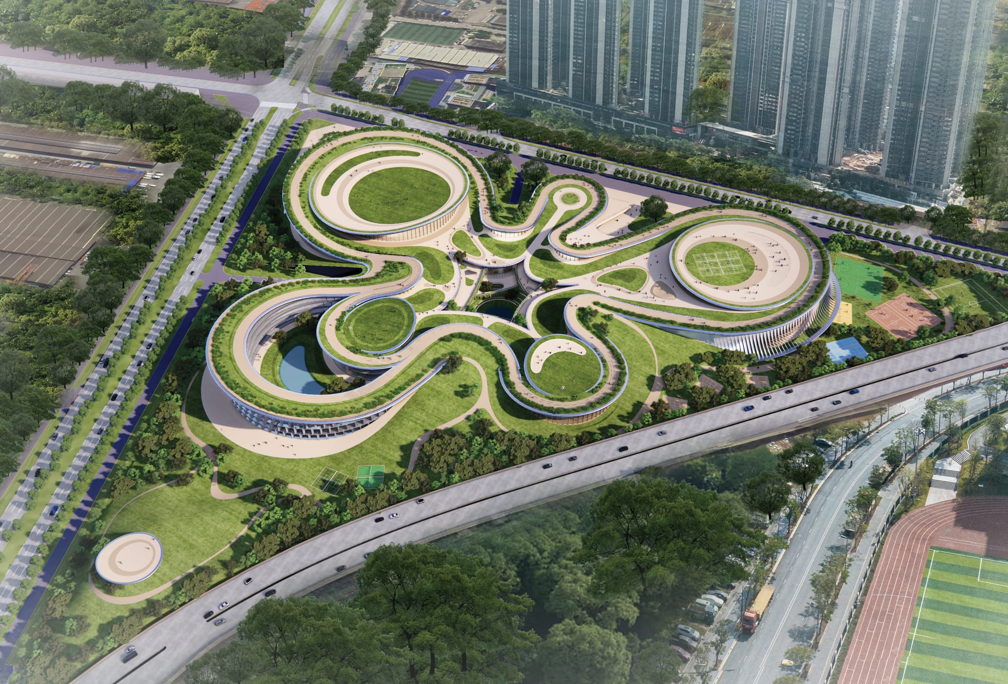 Proposed design · aerial overview