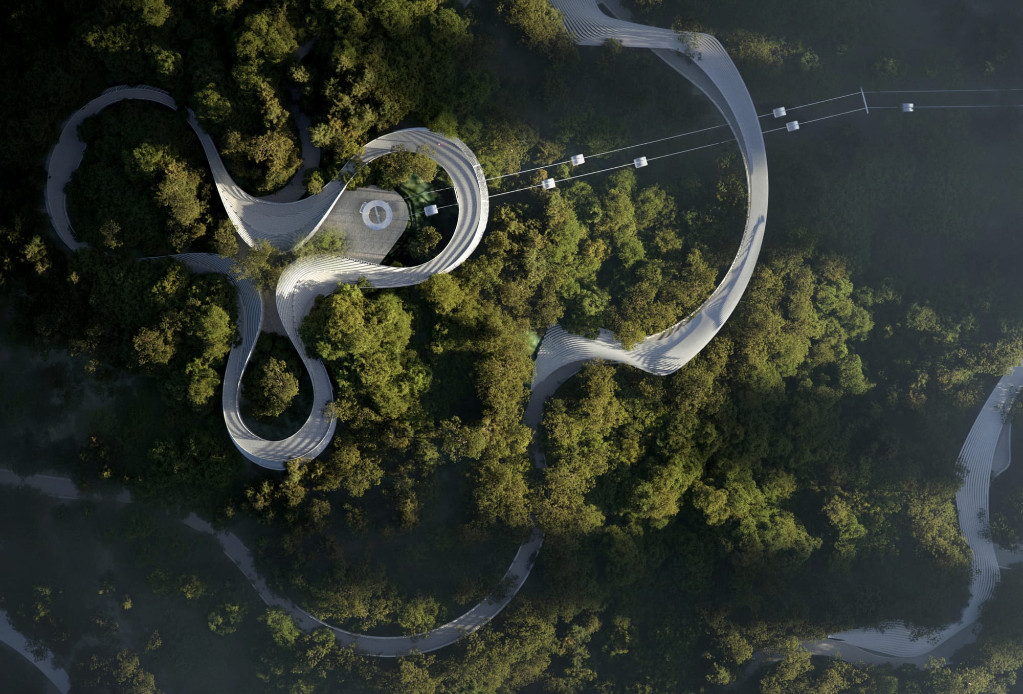 Aerial · cloud platforms in forest