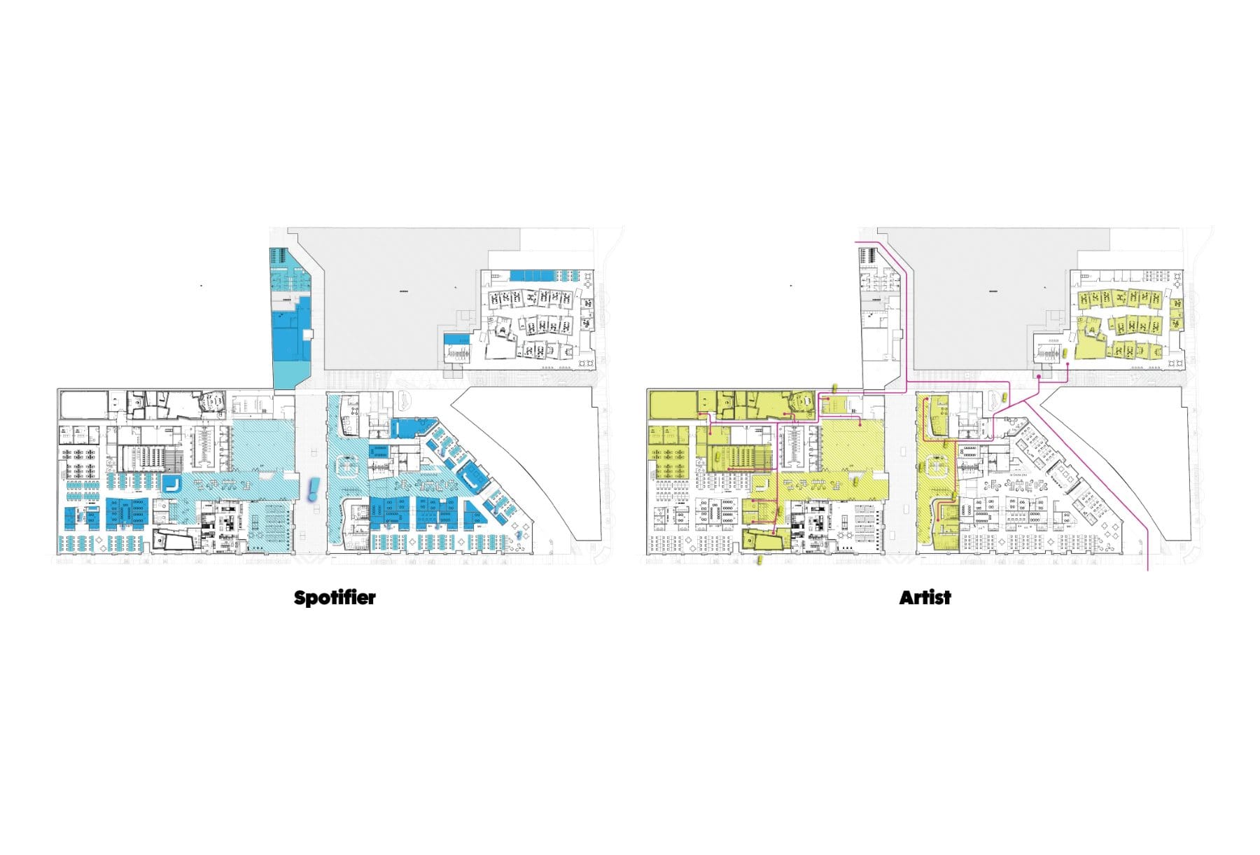Day-in-the-life axonometric · the entire recording industry footprint