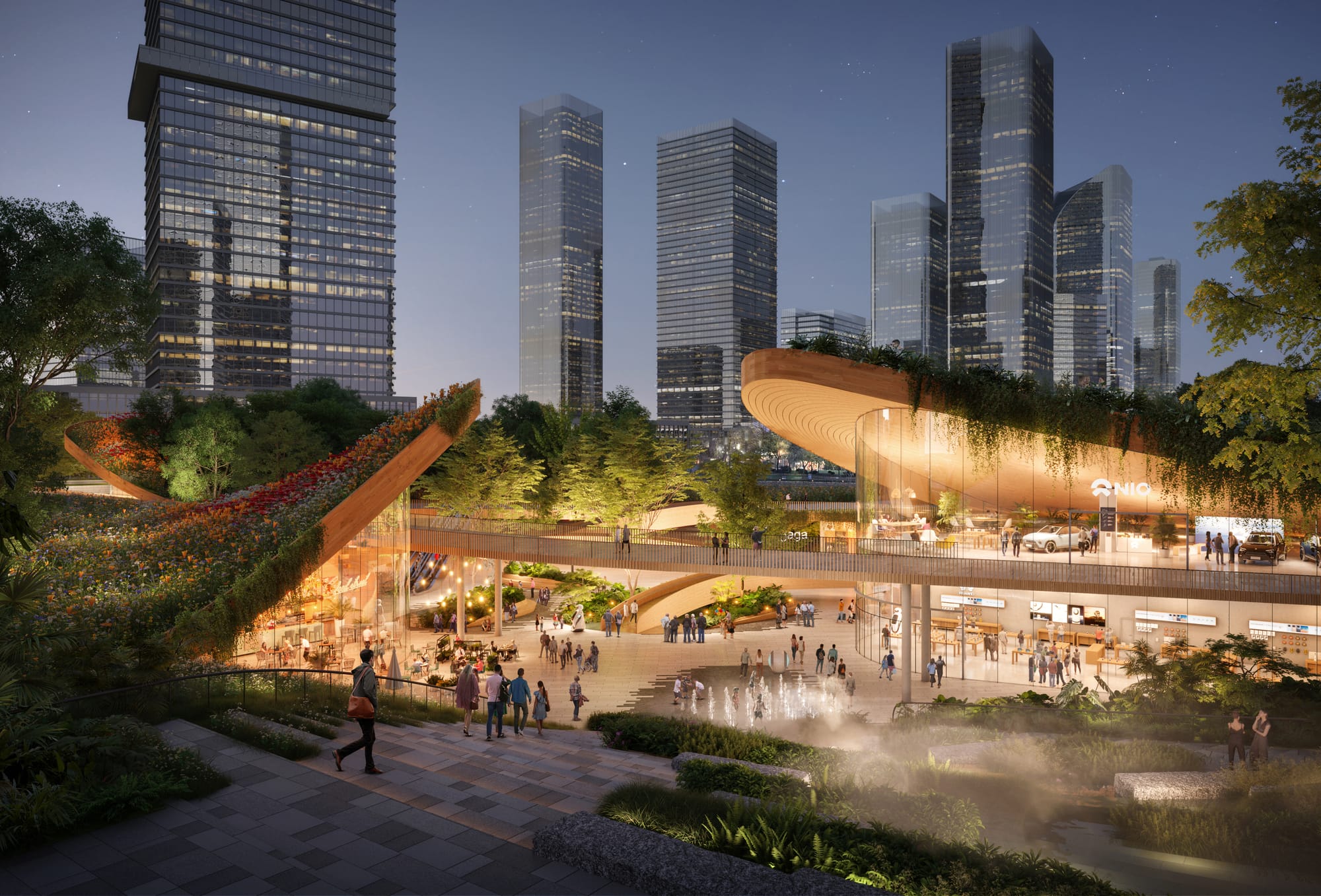 Experiential view · expressive openings expose subterranean retail